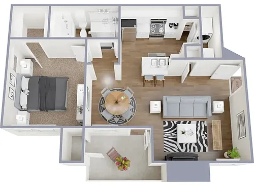 Floor plan 1 Bed, 1 Bath B