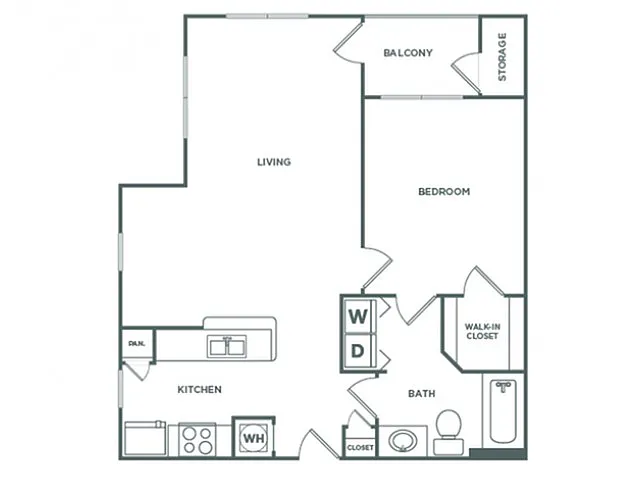 Floor plan One bedroom One Bath (825 SF)
