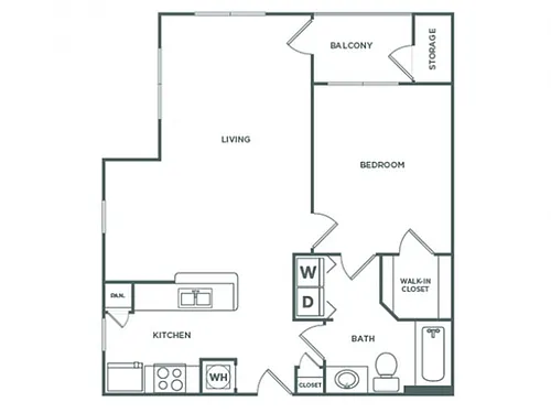 Floor plan One bedroom One Bath (825 SF)