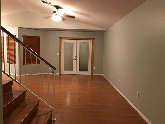 View from the front entrance, looking toward back double doors.