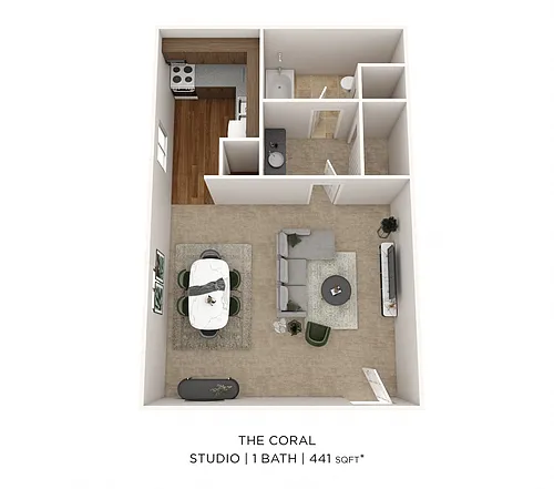 Floor plan Studio - 441 sqft
