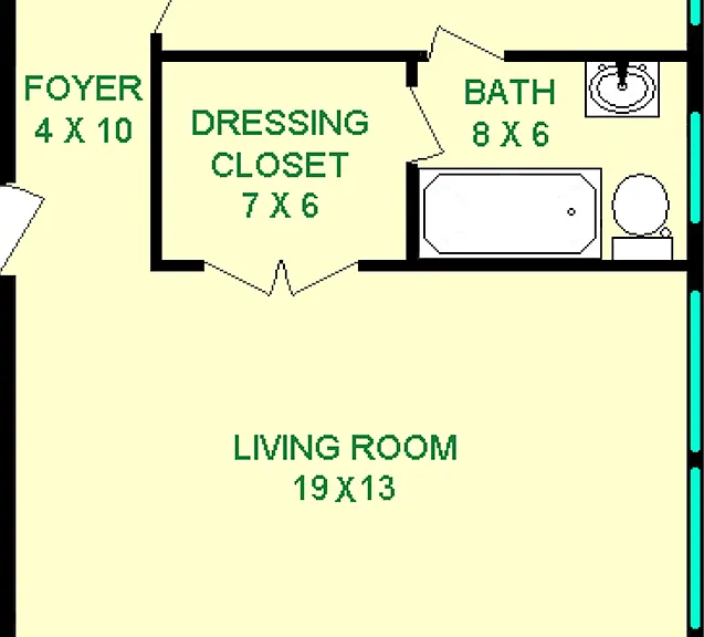 Feverfew One Bedroom Floorplan Feverfew One Bedroom Floorplan