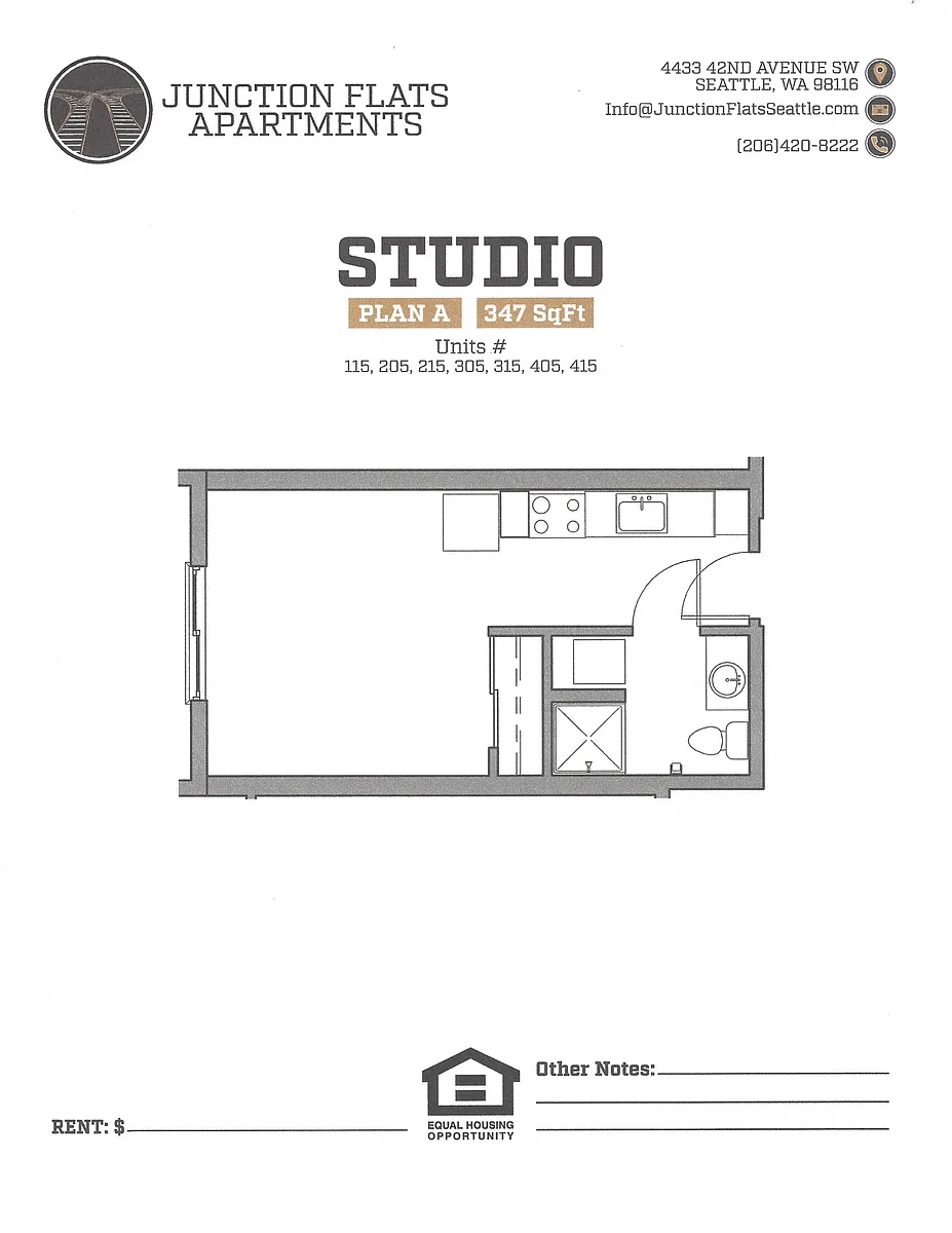 Floor plan Studio A Flats