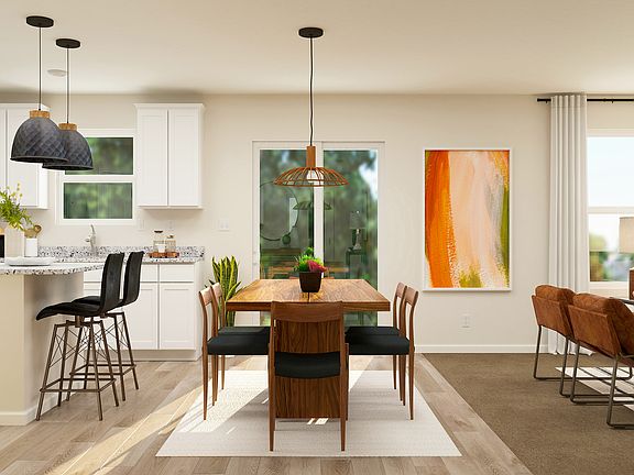 The dining area is perfect for a meal with family and friends.