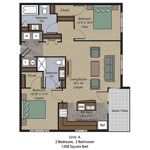 Floor plan 2 Bedroom Unit A