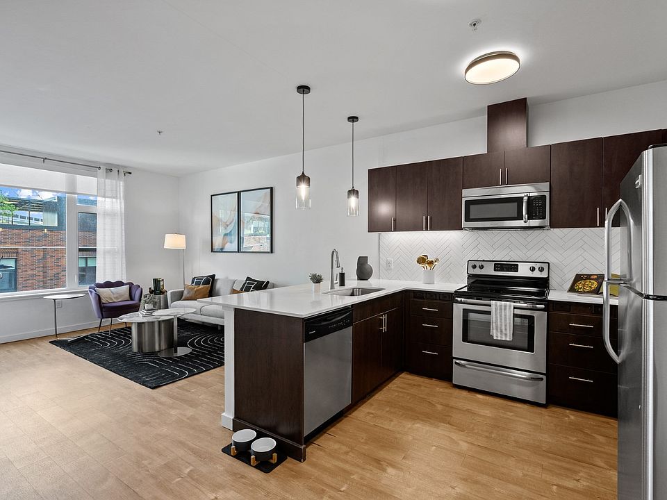 Open Concept Kitchen and Living Room at The Parker Apartments in Portland, OR 97209