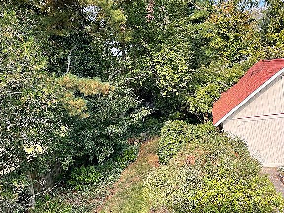 Back yard and garage.
