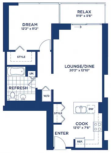 Floor plan Residence 12 (1BR/1BA)
