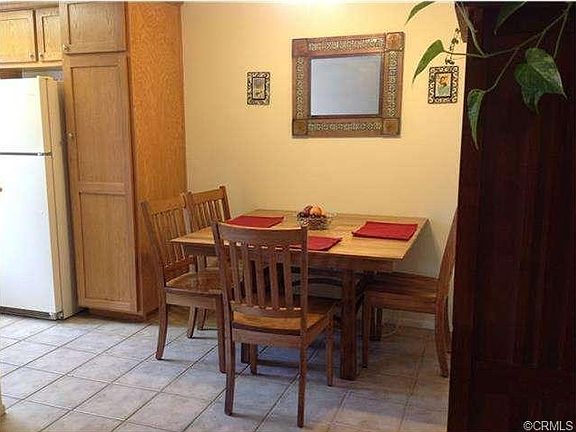 Well lit dining area.