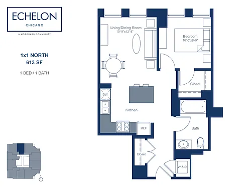 Floor plan 1x1 North