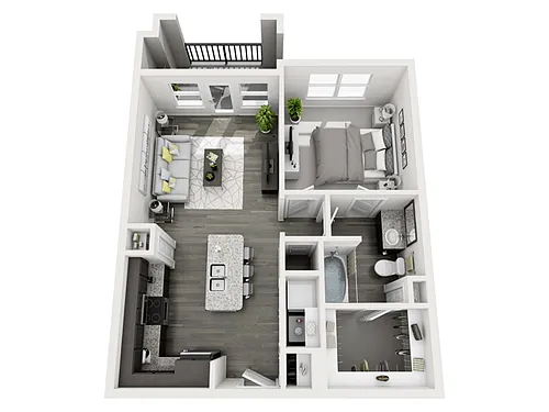 Floor plan 1 Bed, 1 Bath B (80% Income Restricted)