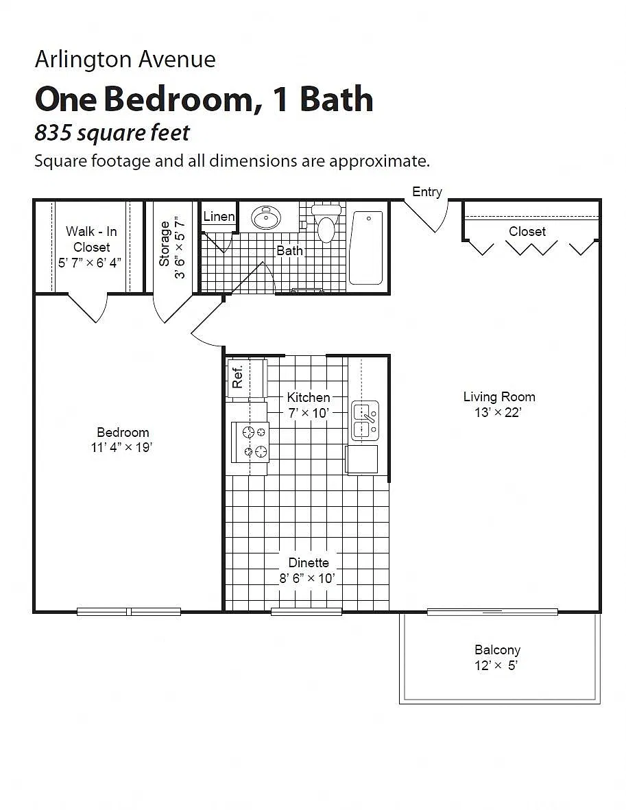 Floor plan Renovated 1 Bedroom 1 Bath