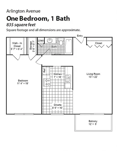 Floor plan Renovated 1 Bedroom 1 Bath