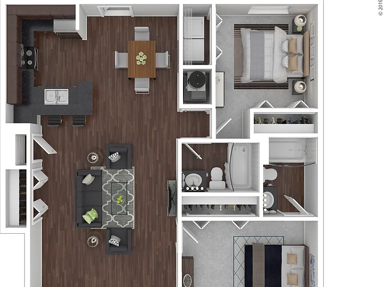 2 Bedroom, 2 Bath: Beds - 2: Baths - 2: SqFt Range - 1100 to 1100