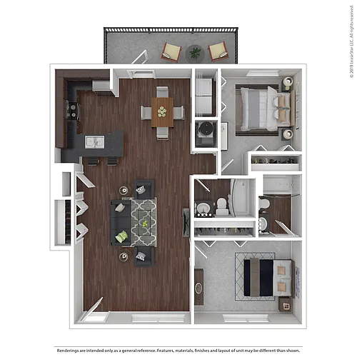 Floor plan 2 Bedroom, 2 Bath