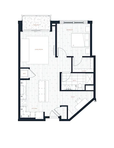 Floor plan A7 - 1 Bed 1 Bath