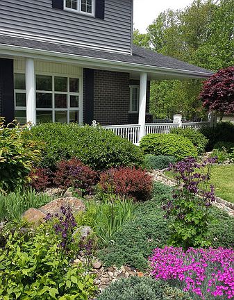 Close up of entry landscaping