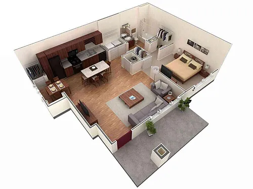 Floor plan 1 BR Grand Courtyard