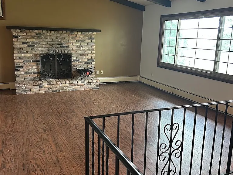 Upstairs living room with fireplace