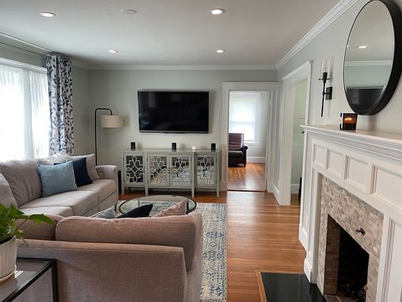 Living Room is wired for a wall mounted television.