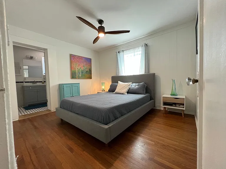 Master bedroom with attached bathroom