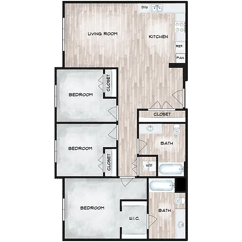 Floor plan 3 Bed 2 Bath