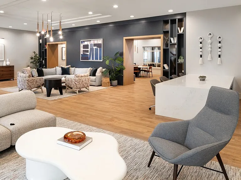 Lobby and leasing area with lounge seating