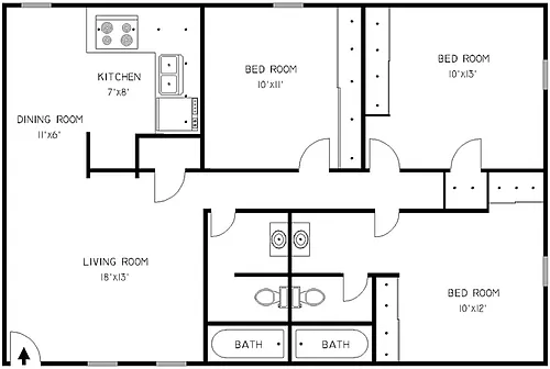 Floor plan Three Bedroom