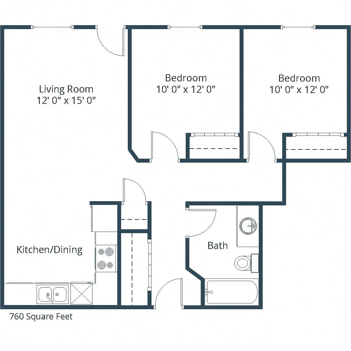 Floor plan Two Bedroom 21A