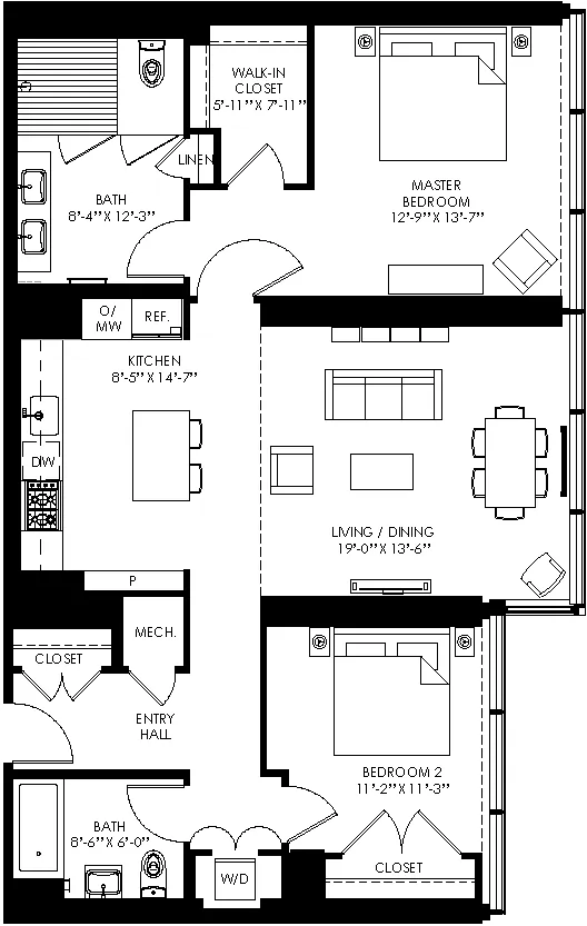 Floor plan 2 Bed/2 Bath-b04a