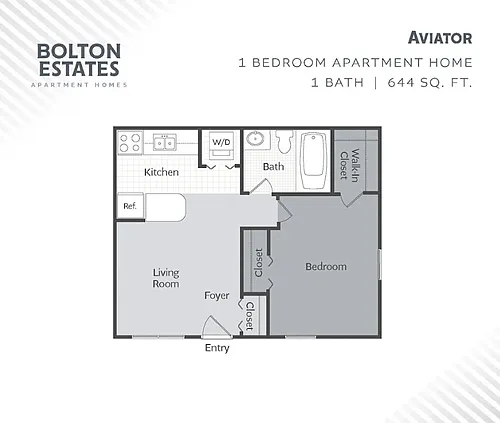 Floor plan 1 Bedroom 1 Bathroom Aviator
