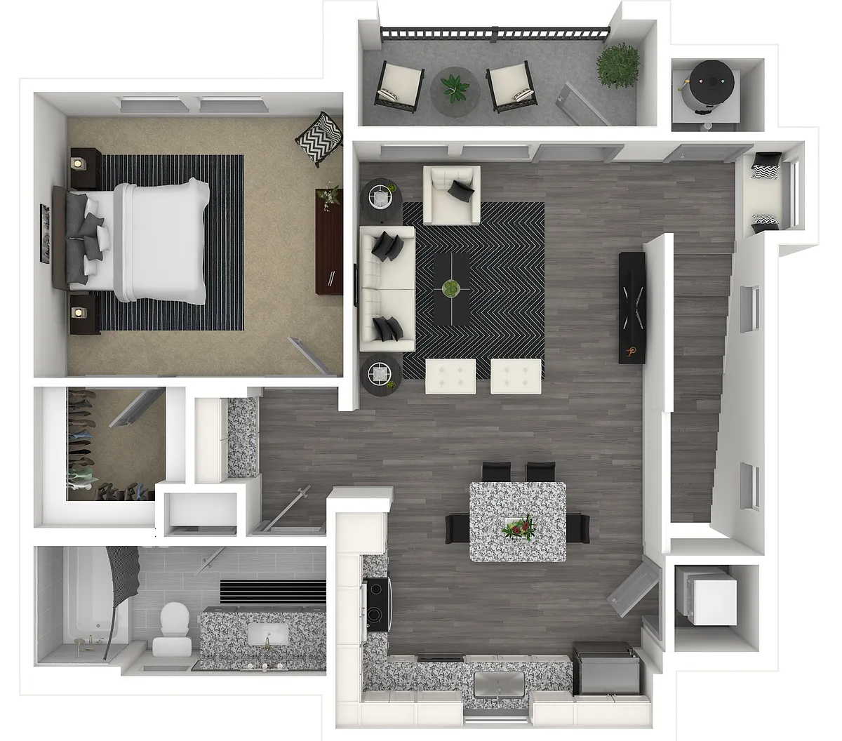 Floor plan The Ruby Carriage (A3) | 831 SF includes 1 Garage
