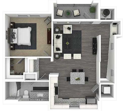 Floor plan The Ruby Carriage (A3) | 831 SF includes 1 Garage