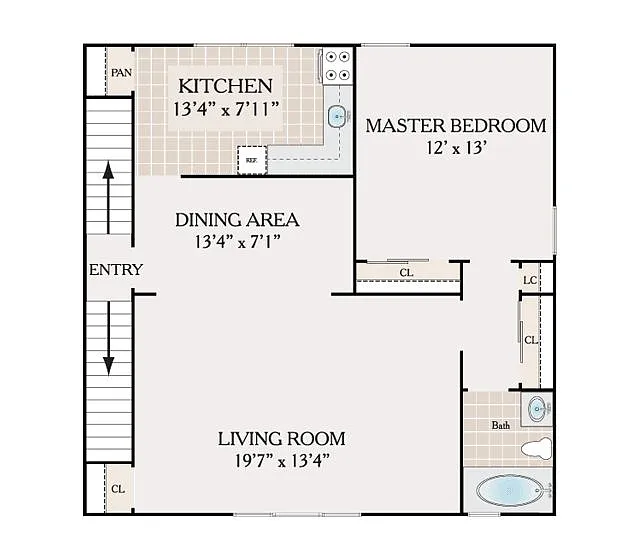 Floor plan 1 Bedroom 1 Bathroom