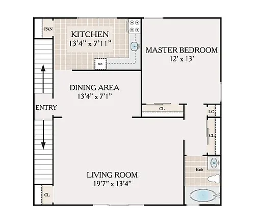 Floor plan 1 Bedroom 1 Bathroom