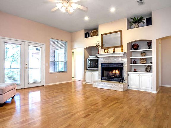 Marble fireplace.