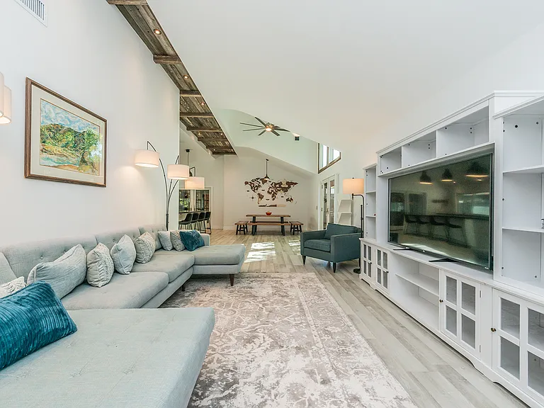 Seamless flow from kitchen to living and dining areas
