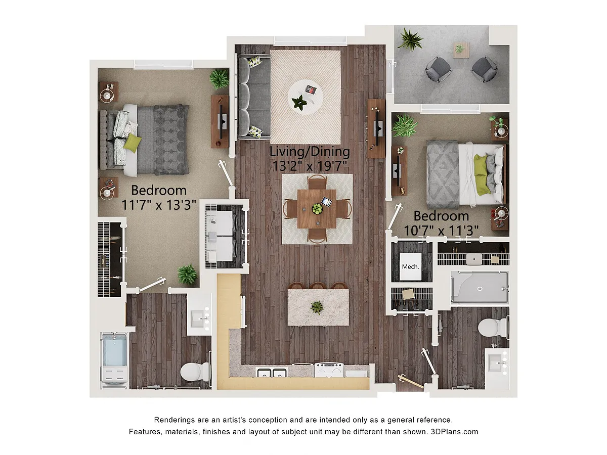 Floor plan Two Bedroom - 2AA