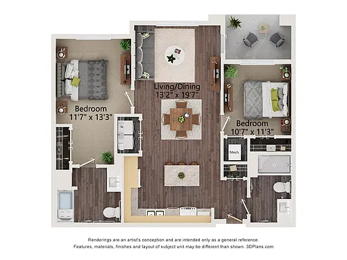 Floor plan Two Bedroom - 2AA