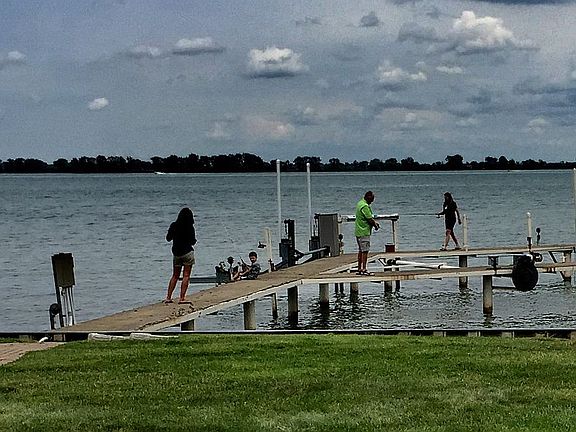 Springtime fishing on dock