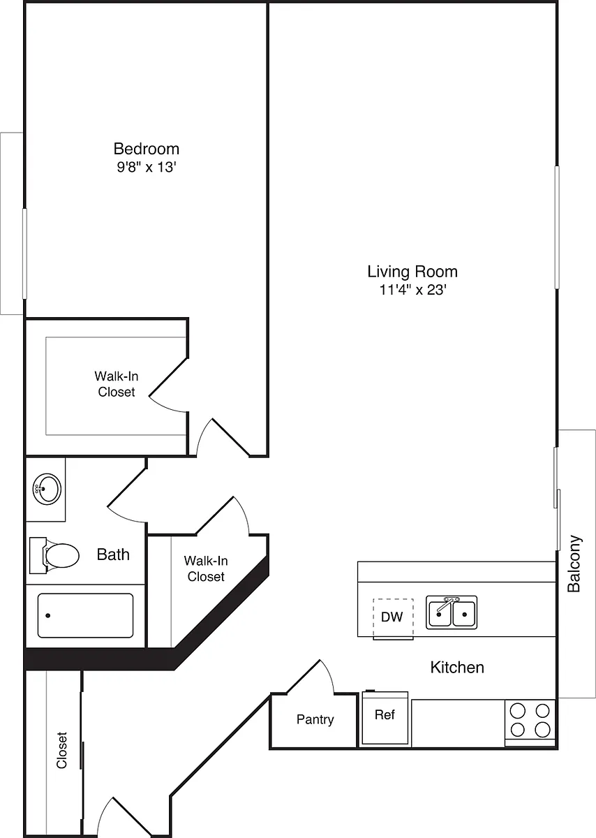 Floor plan 1 Bedroom E