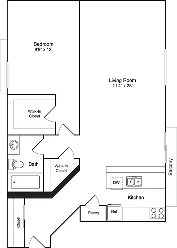 Floor plan 1 Bedroom E