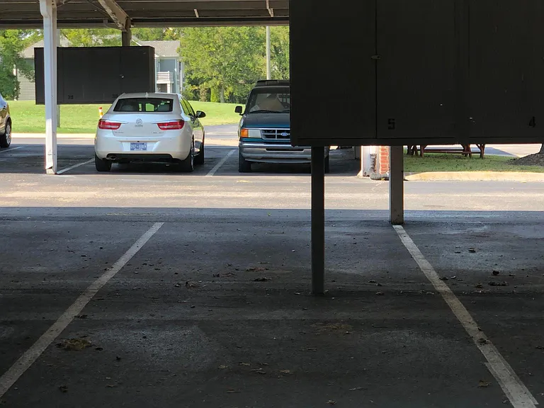 Covered parking spot #5 right next to the building