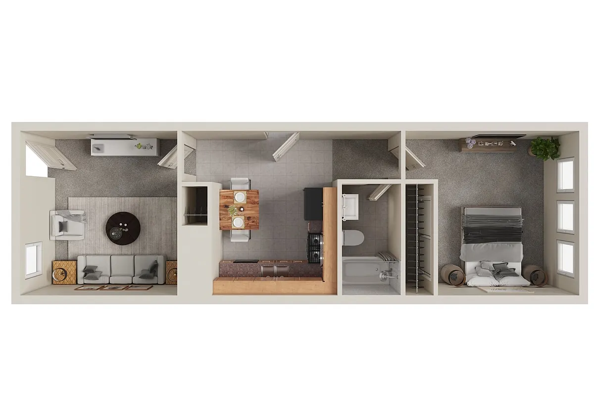 Floor plan 1 Bedroom Townhome