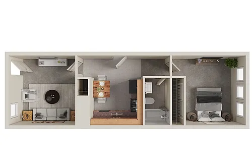 Floor plan 1 Bedroom Townhome