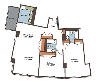 Floor plan 2bed 1 bath