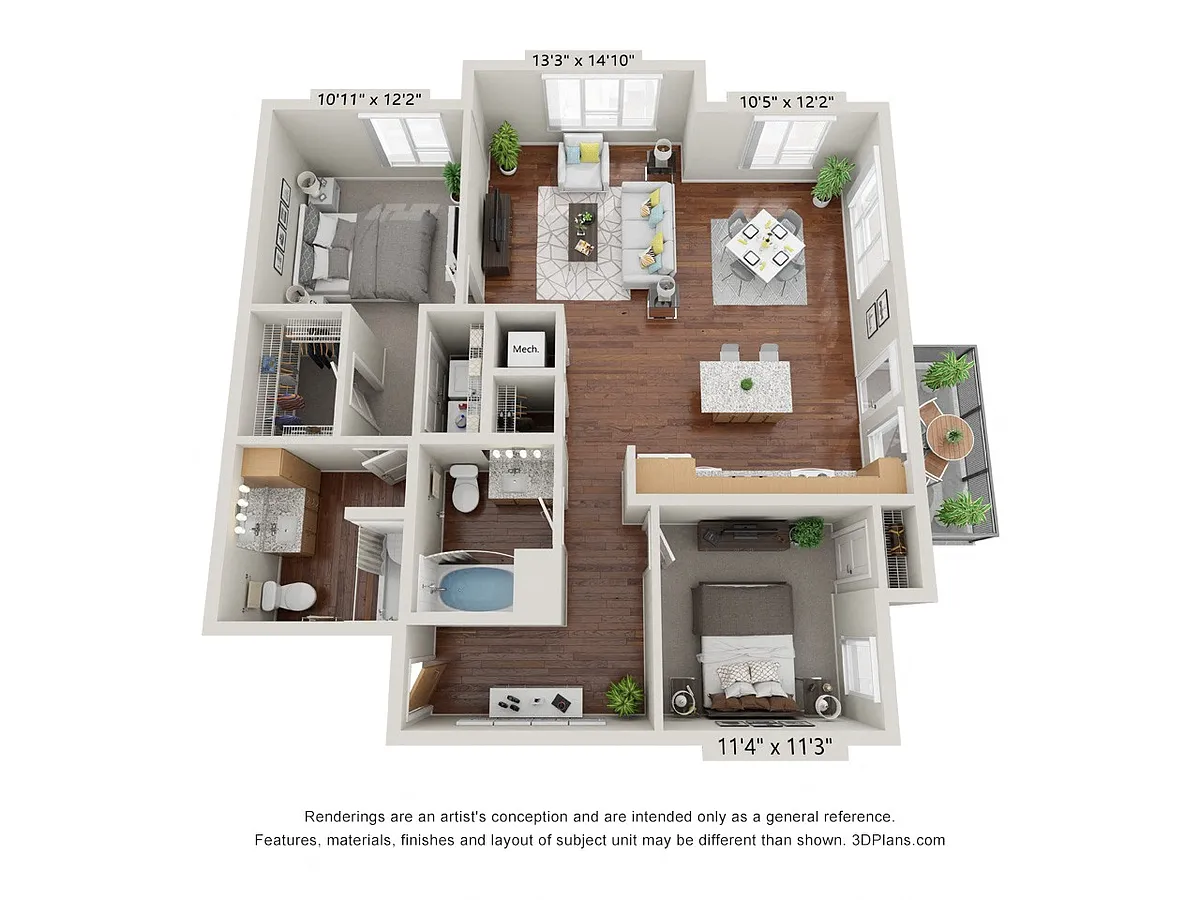 Floor plan Two Bedroom - 2C