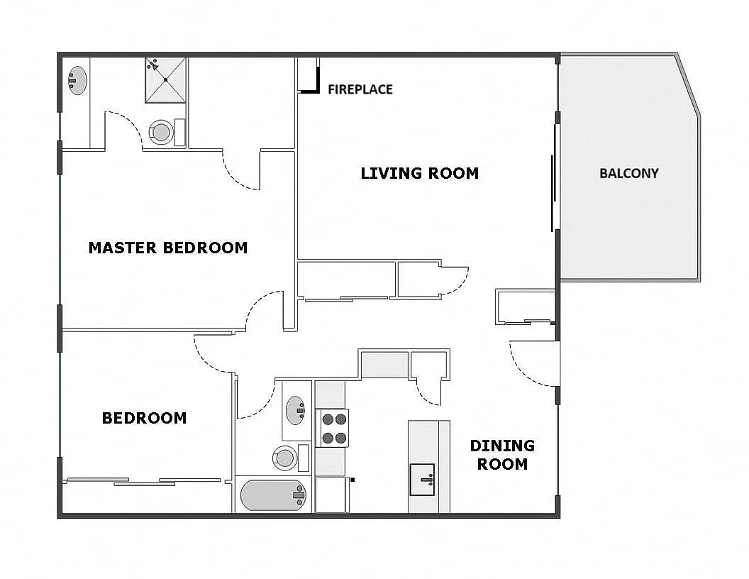 Floor plan 2 Bed / 2 Bath: Type H