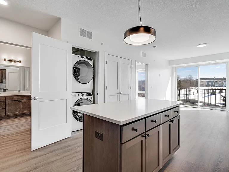 Open layouts with kitchen islands provide extra counter space and room to gather.