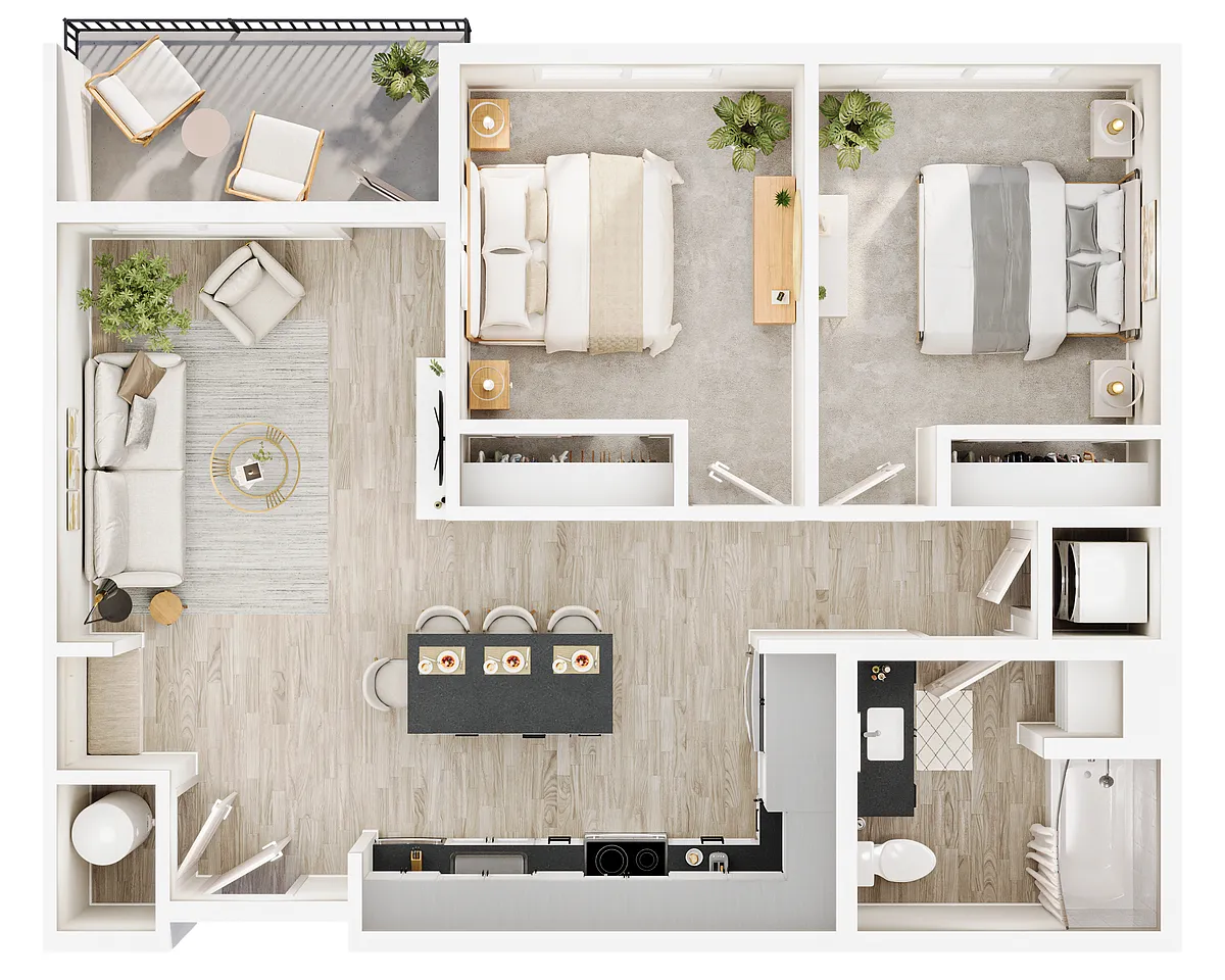 Floor plan Two Bedroom - 30 Percent AMI